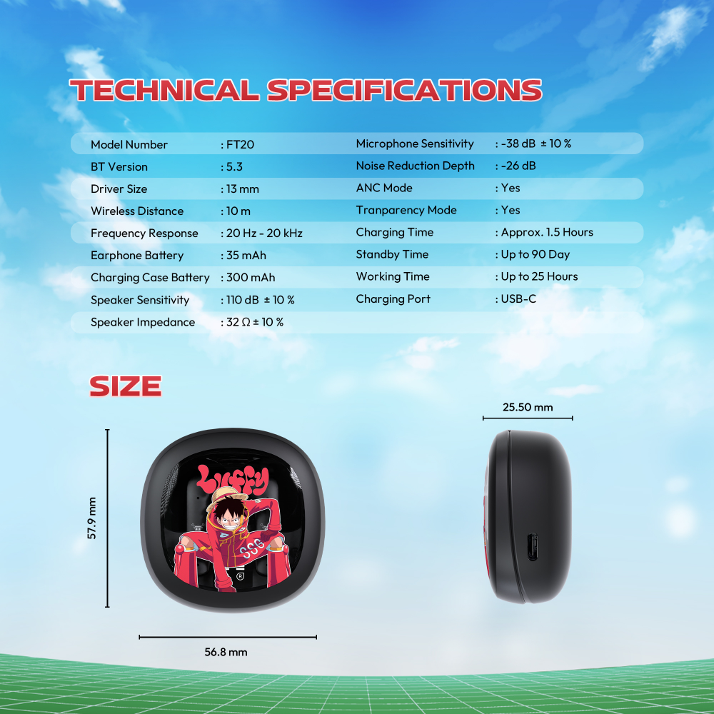 Slusalice Wireless Fantech FT20 OP Groove ANC ONE PIECE - LUFFY