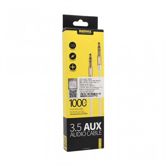 Audio kabl REMAX RM-L100 Aux 3.5mm beli 1m