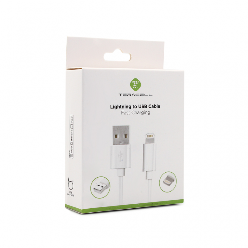 Data kabl Teracell Plus 2.4A za iPhone lightning beli 2m