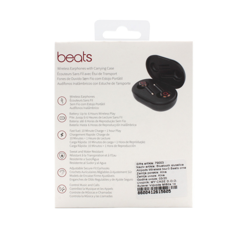 Bluetooth slusalice Airpods Wireless tour3 Beats crne