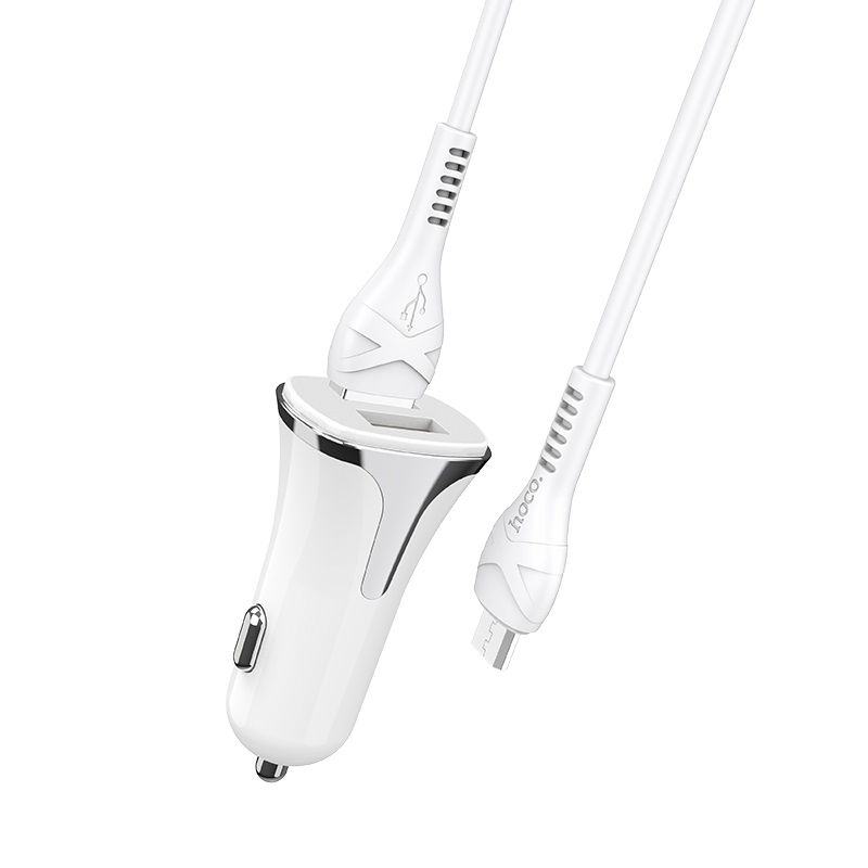 Auto punjac HOCO Z31 QC3.0 2xUSB sa micro USB kablom beli
