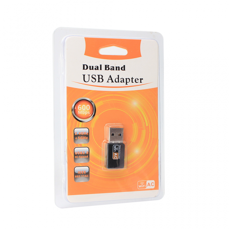 Wireless dual band adapter bez antene USB 2.4GHz 5GHz 600Mb