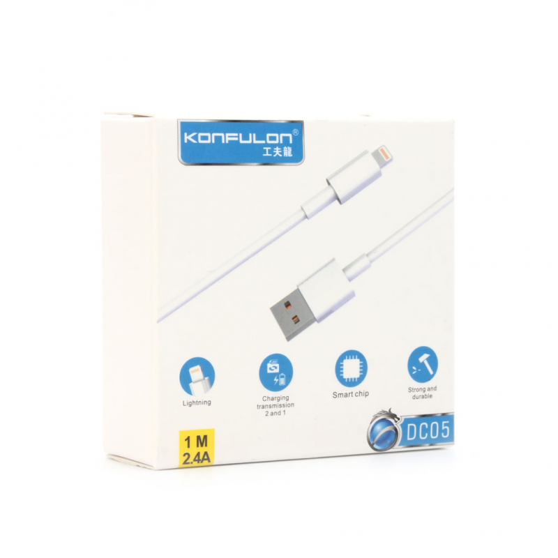 Data kabl KONFULON DC05 za iphone lightning beli 1m