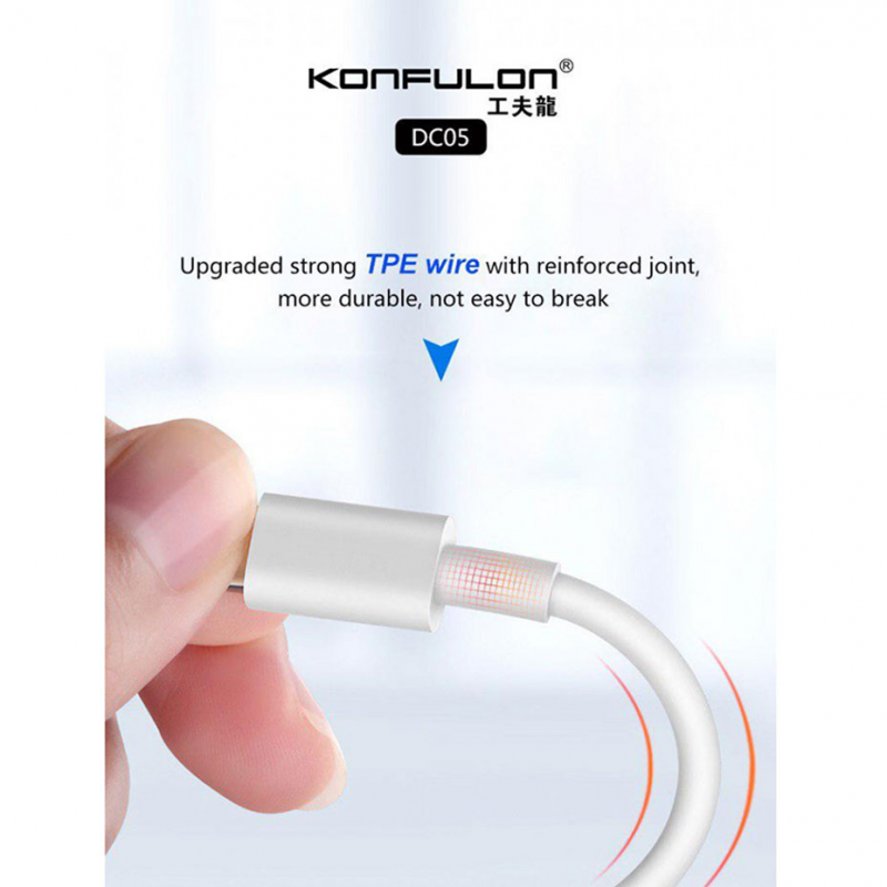Data kabl KONFULON DC05 za iphone lightning beli 1m