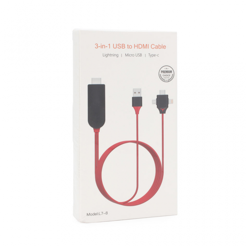 Kabl HDMI na USB type C lightning micro USB 1.5m