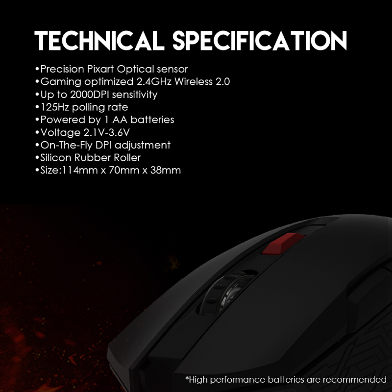 Mis Wireless Fantech WG10 Raigor II crveni