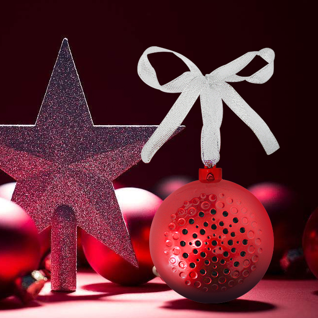 Bluetooth zvucnik novogodisnji ukras crveni