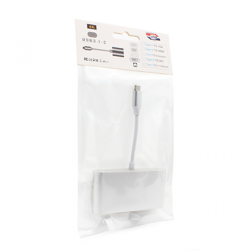 Adapter Type C na RJ45 (LAN) HDMI USB 3.0 4u1 JWD-TC08