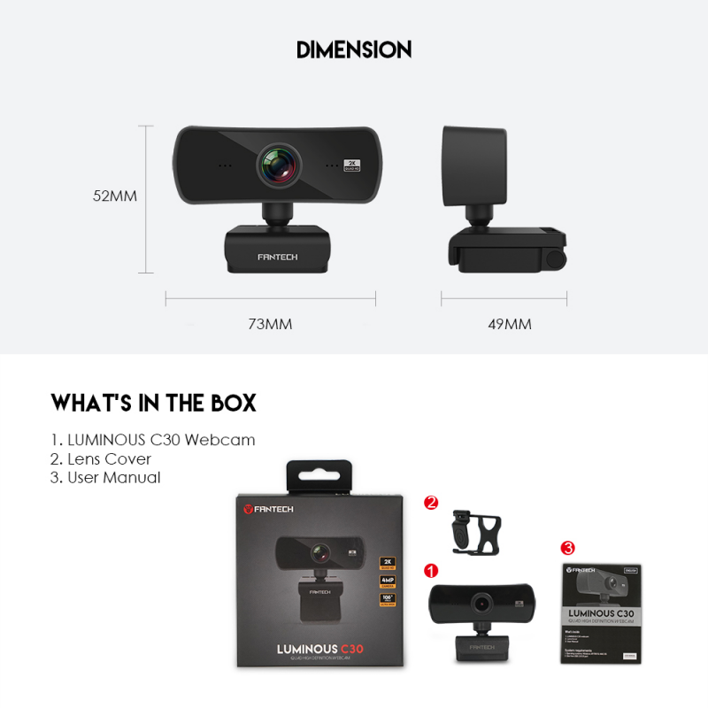 Web kamera Fantech C30 Luminous crna