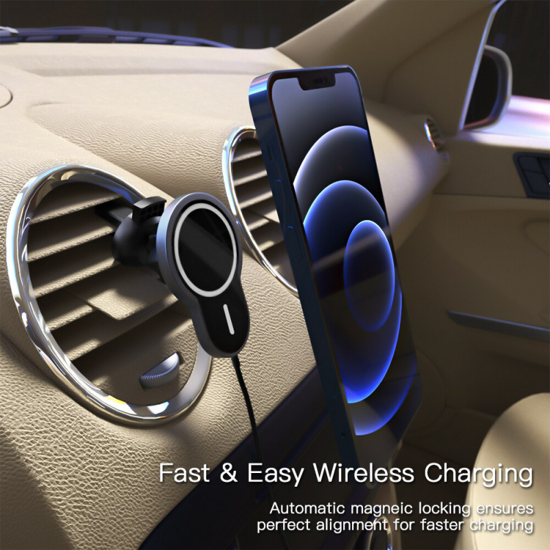 Auto punjac iPhone magnetic 15W crni