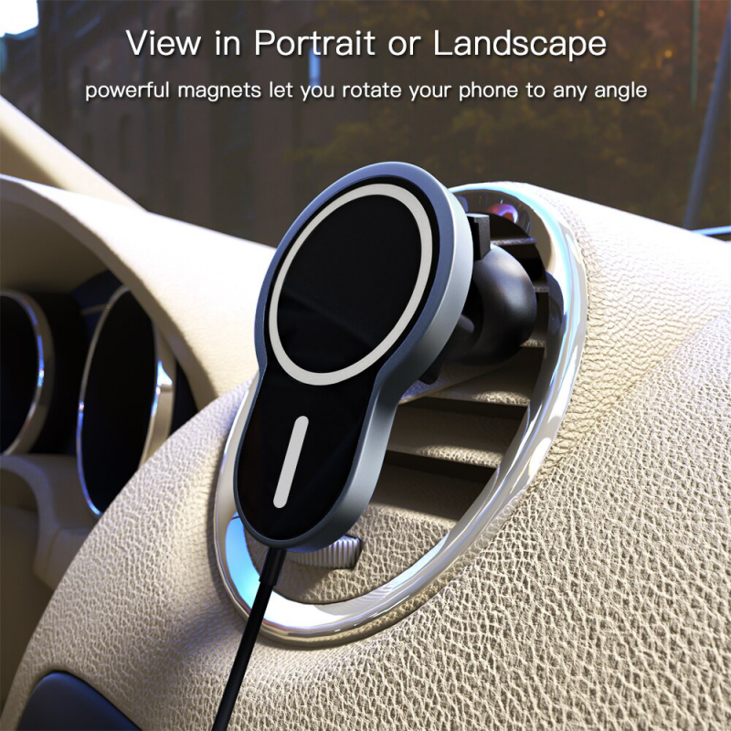 Auto punjac iPhone magnetic 15W crni