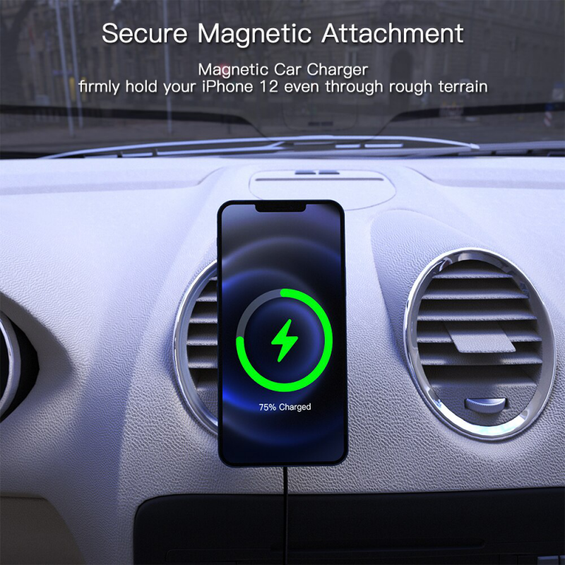Auto punjac iPhone magnetic 15W crni