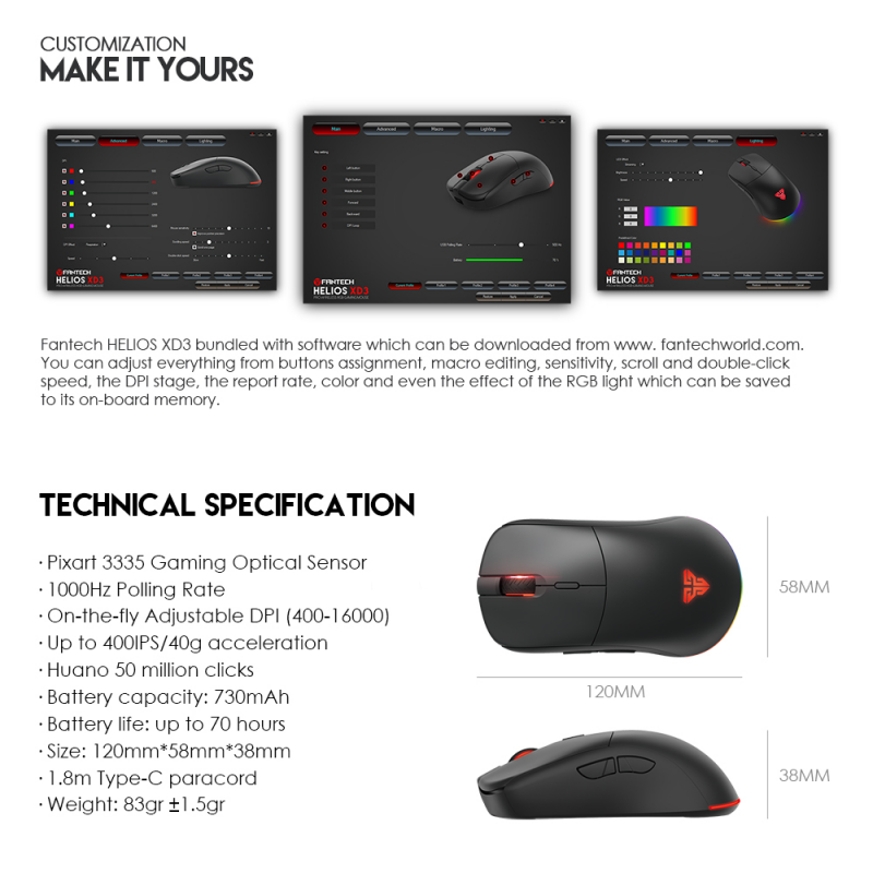 Mis Wireless Gaming Fantech XD3 Helios Space Edition