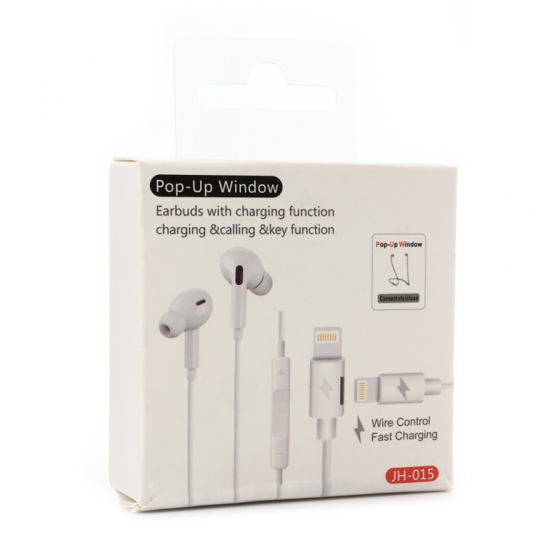 Slusalice sa adapterom za punjenje JH-015 za iPhone lightning bele