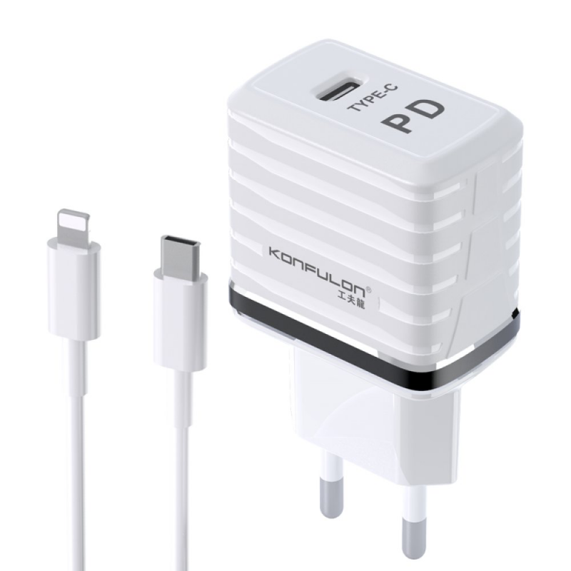 Kucni punjac KONFULON C32D+DC13 PD 20W sa iPhone lightning kablom