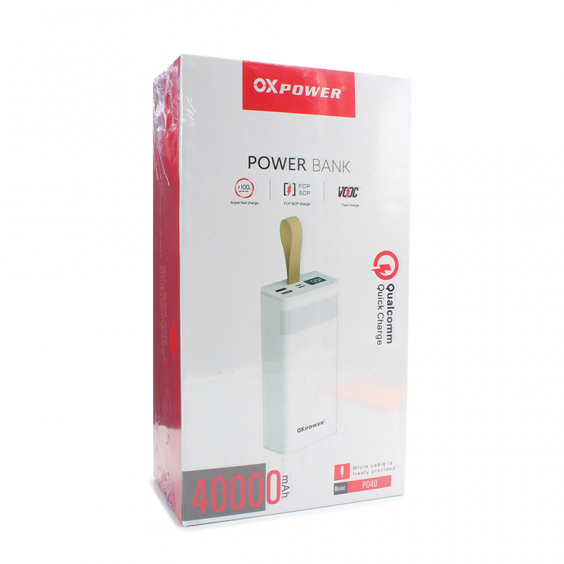 Power bank prenosiva baterija Oxpower PD40 PD QC 22.5W 40000 mAh crna