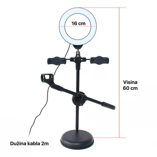 LED lampa 2x holder za mobilni + drzac za mikrofon