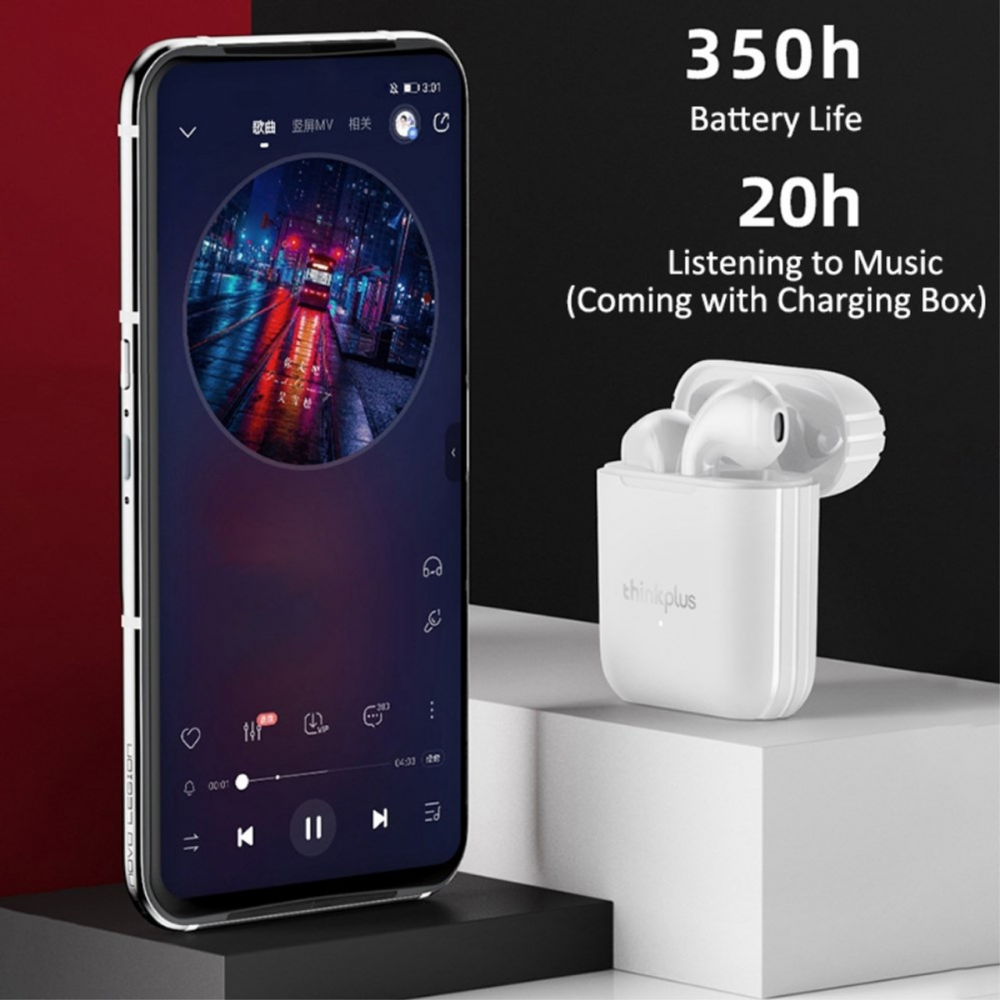 Bluetooth slusalice Lenovo LP2 Airpods bele