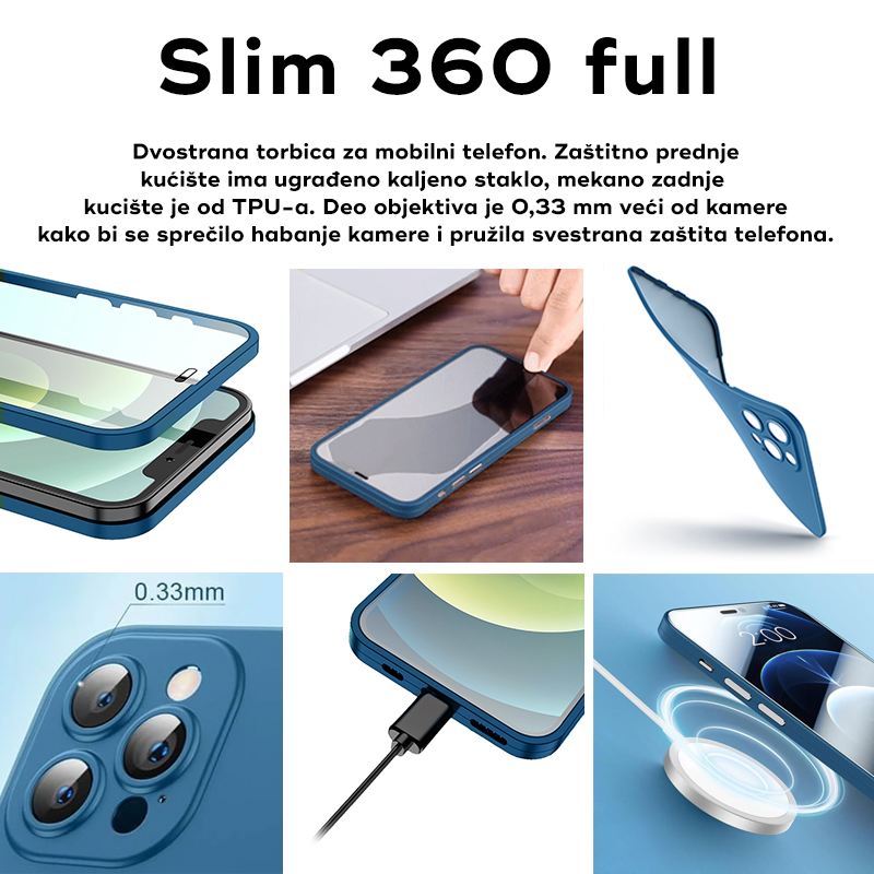 Torbica Slim 360 Full za iPhone 12 6.1 crvena