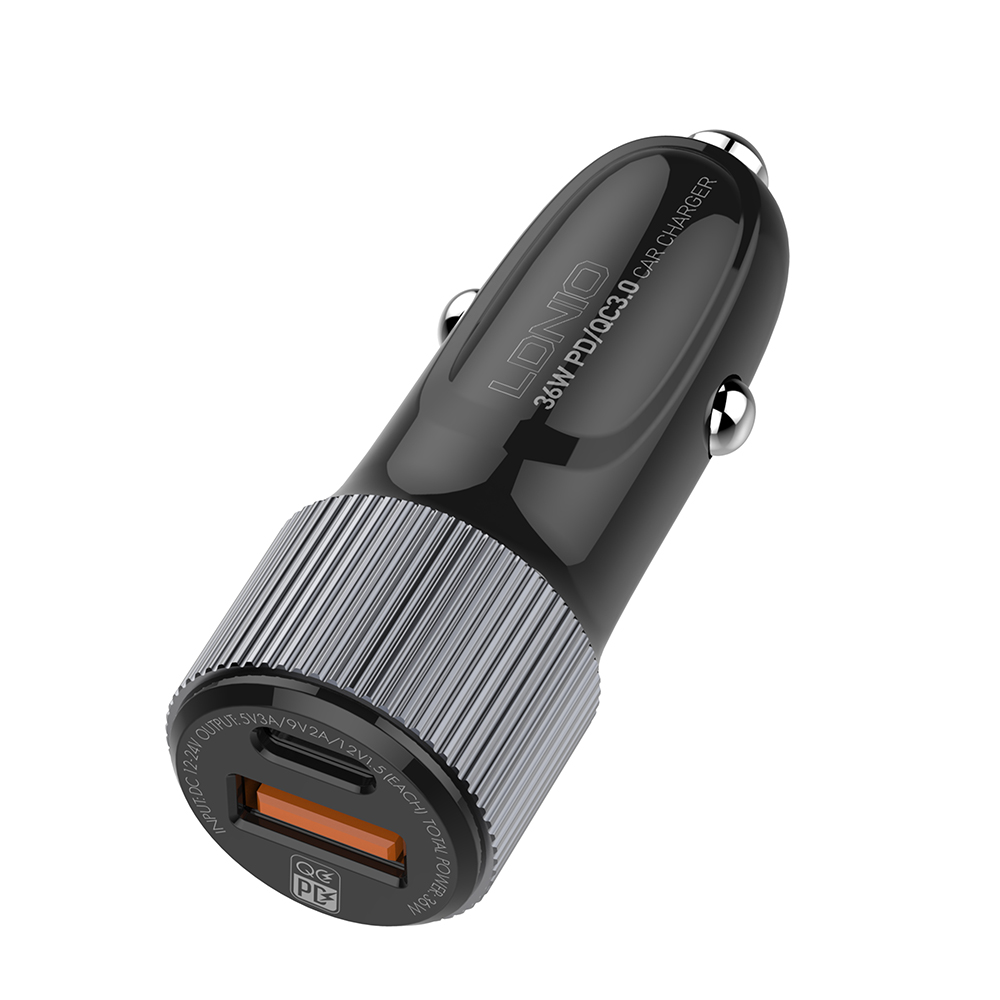 Auto punjac LDNIO C510Q PD/QC3.0 38W sa Type C na iPhone lightning kablom