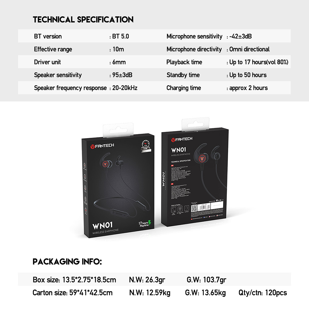 Bluetooth slusalice Fantech WN01 crne