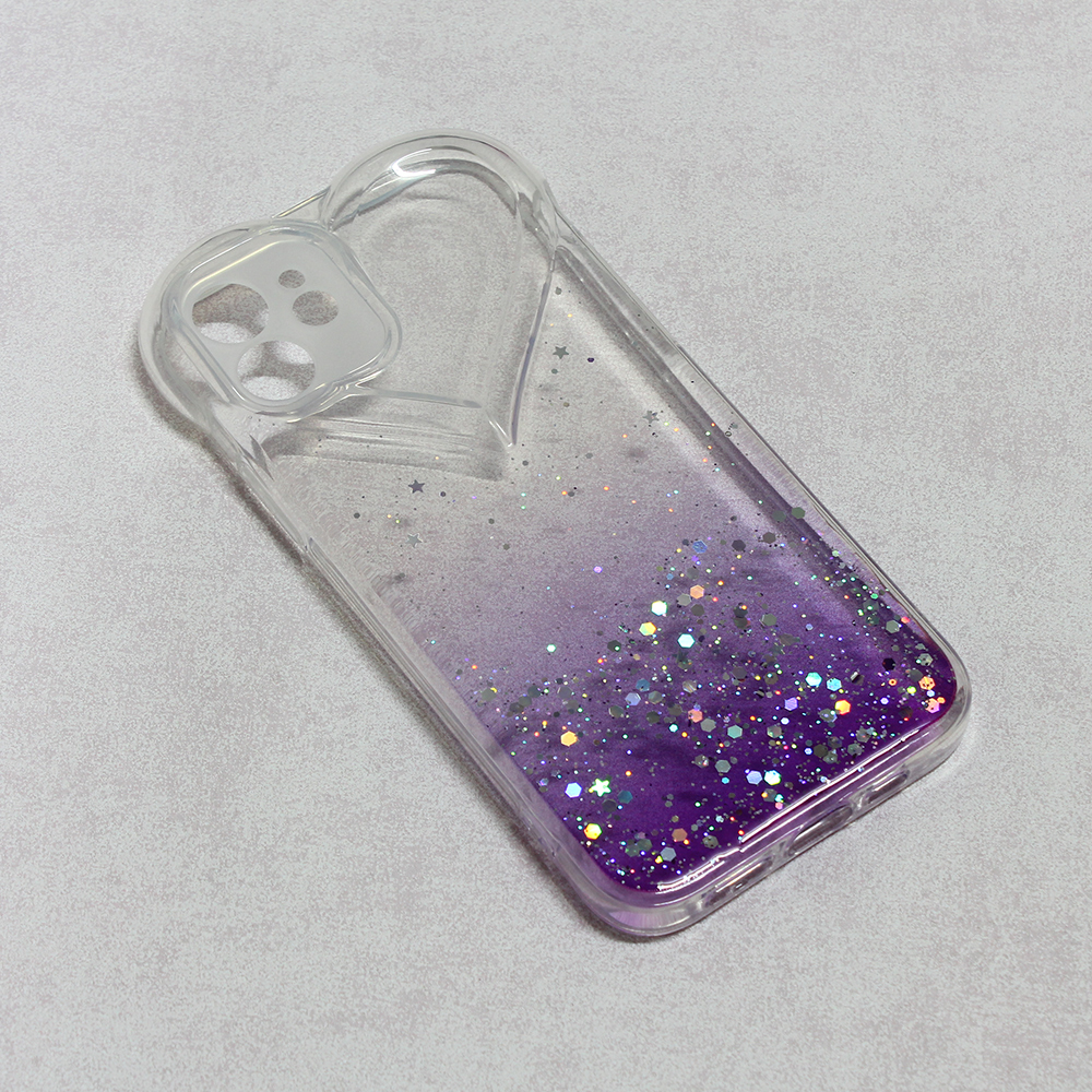 Torbica Heart Glitter za iPhone 12 6.1 ljubicasta
