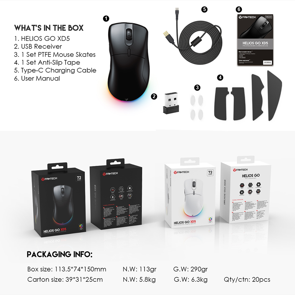 Mis Wireless Gaming Fantech XD5 Helios GO crni