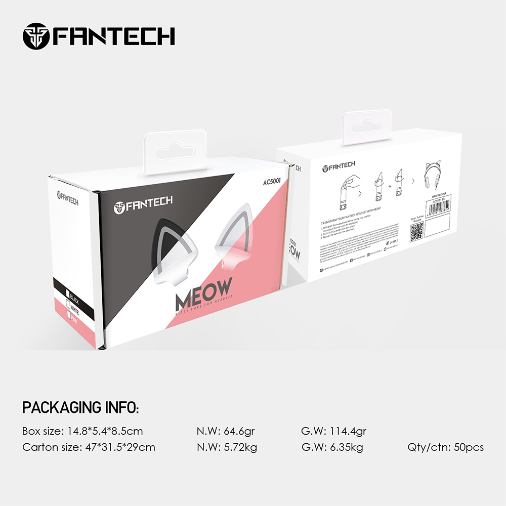 Dodatak za slusalice macije usi Fantech AC5001 Meow crni
