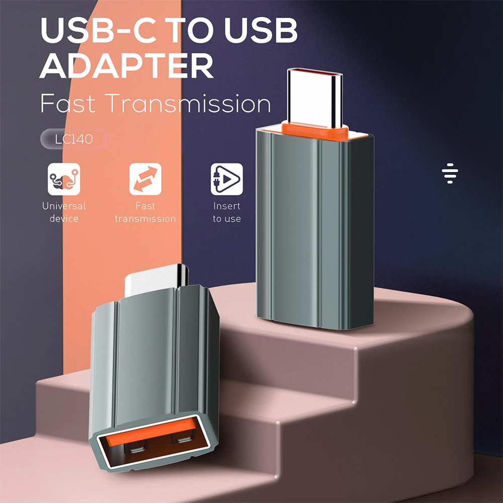 Adapter LDNIO LC140 USB na Type C sivi