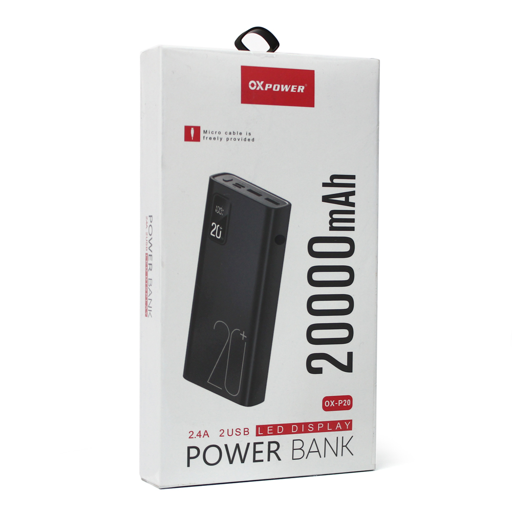 Power bank prenosiva baterija Oxpower P20 20000 mAh crna