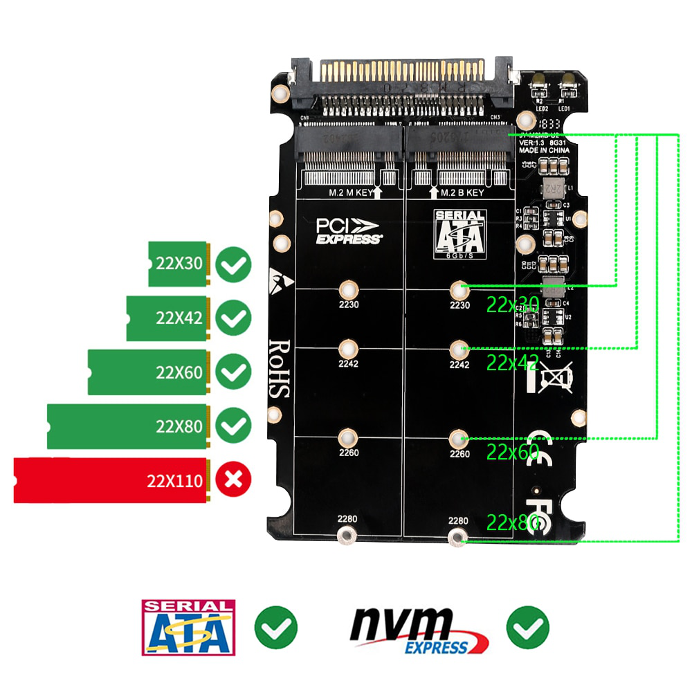 Adapter SSD NVMe na U.2