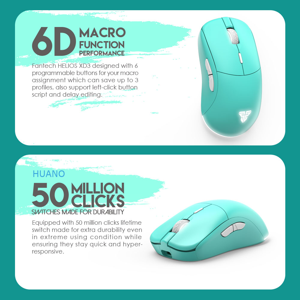 Mis Wireless Gaming Fantech XD3 Helios Mint Edition