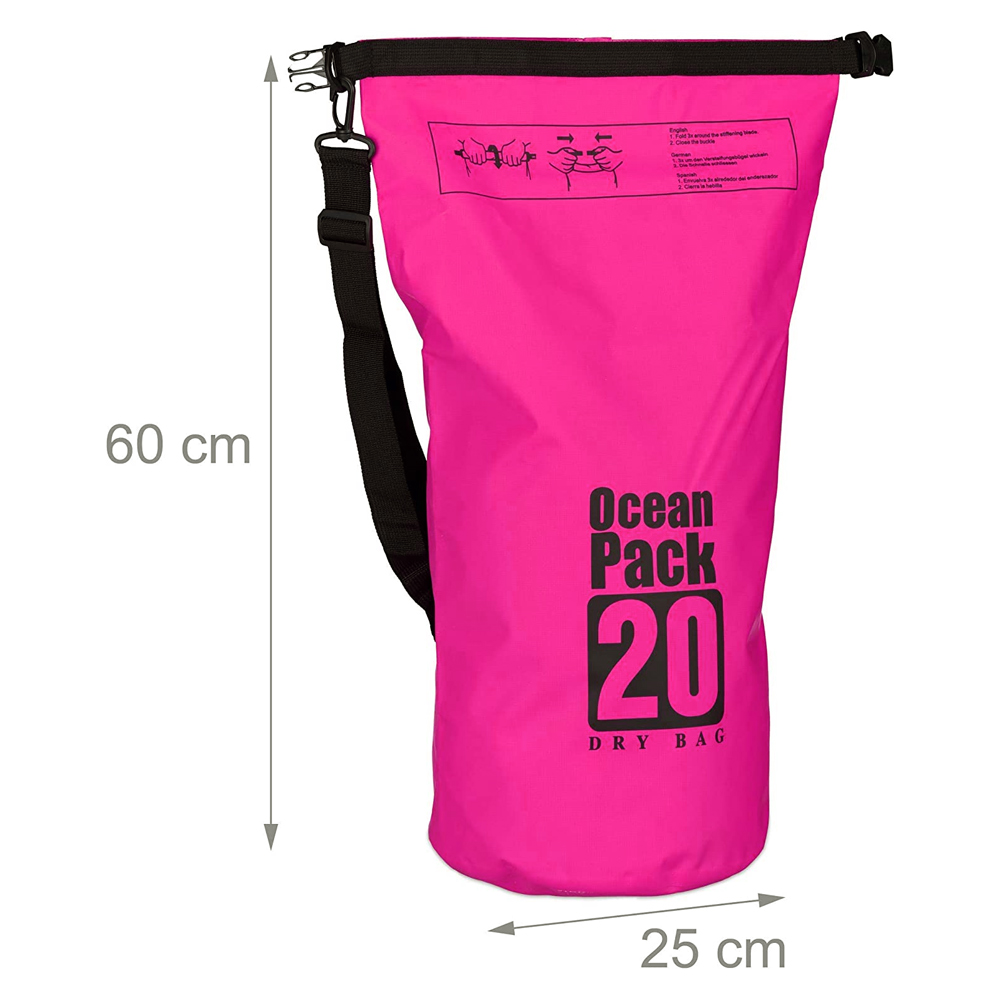Vodootporna suva torba EL 20L pink