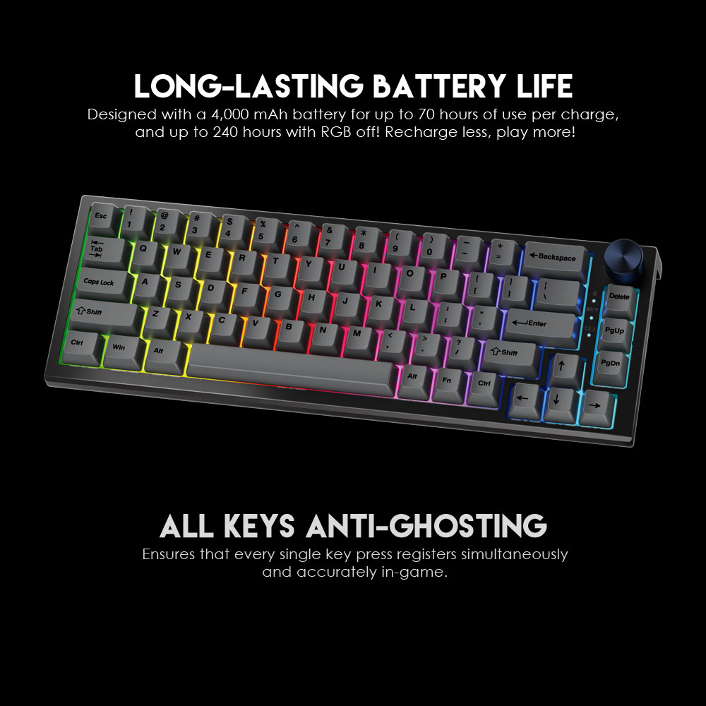 Tastatura Mehanicka Gaming Fantech MK858 RGB Maxfit67 crna (white switch)