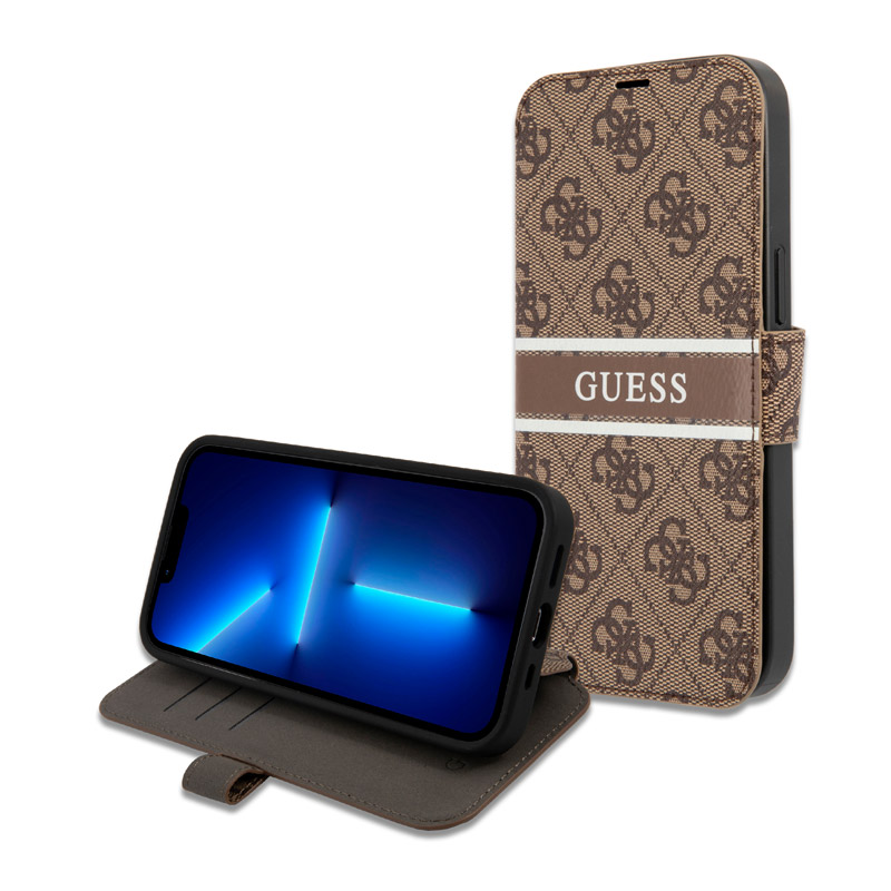 Torbica na preklop Guess Bk Pu 4G Stripe za iPhone 13 6.1 braon (GUBKP13M4GDBR)
