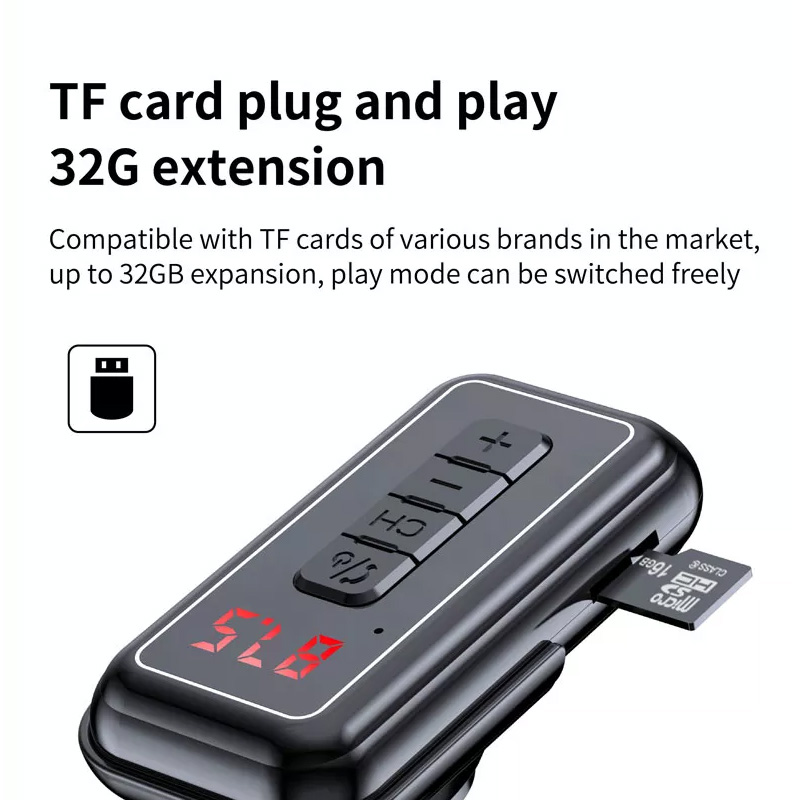 FM transmiter Y4 USB TF Bluetooth 5.0, call ID, modlularni,  handsfree crni