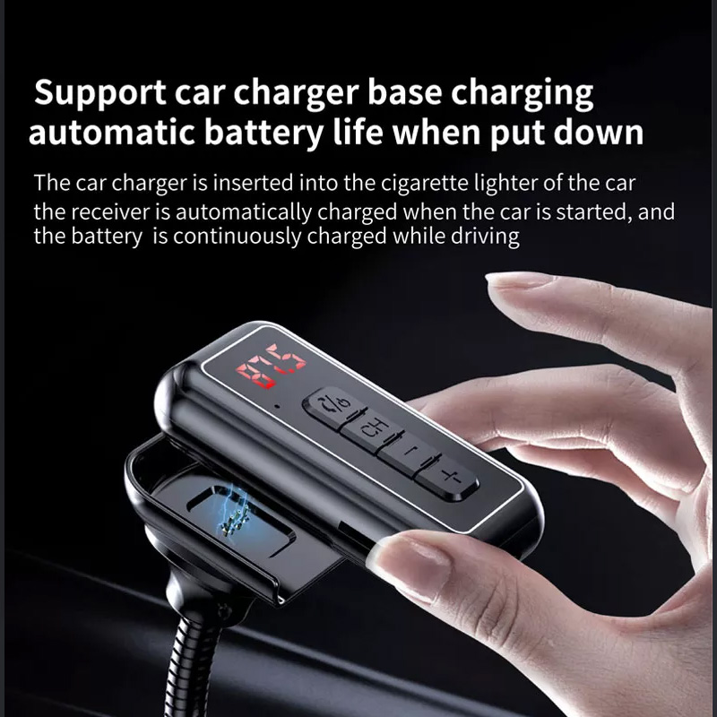 FM transmiter Y4 USB TF Bluetooth 5.0, call ID, modlularni,  handsfree crni