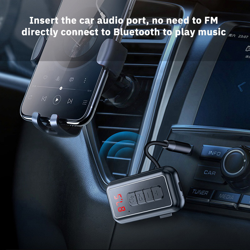 FM transmiter Y4 USB TF Bluetooth 5.0, call ID, modlularni,  handsfree crni