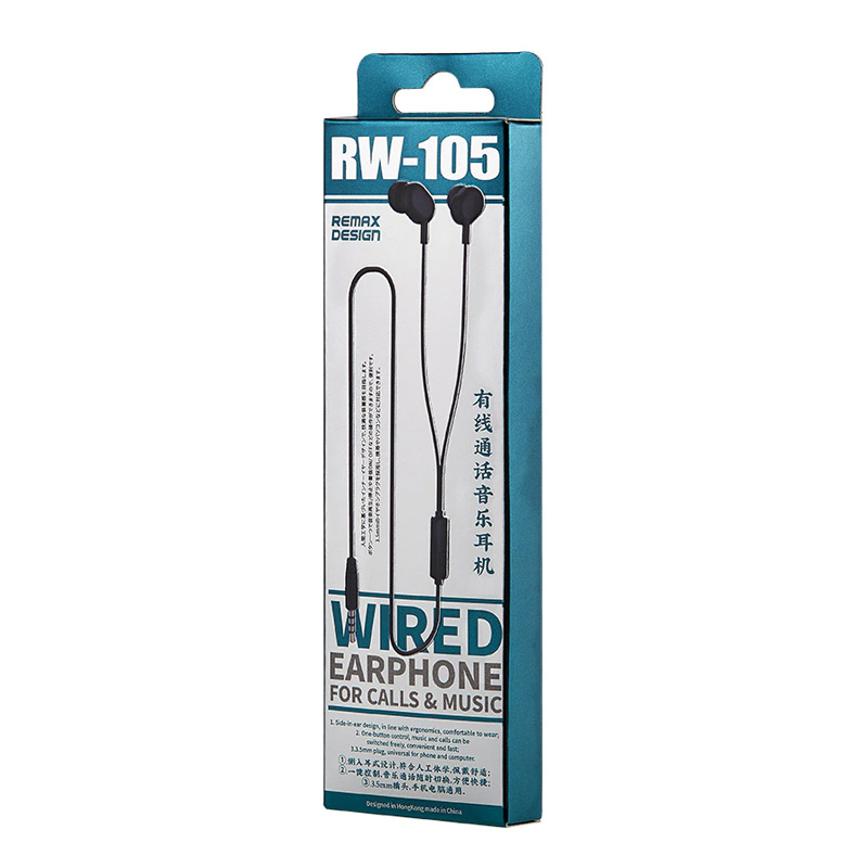 Slusalice REMAX Wired RW-105 3.5 mm crne