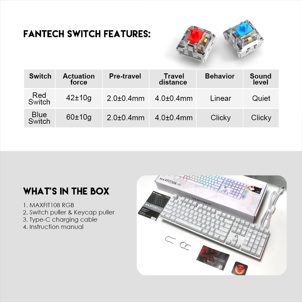 Tastatura Mehanicka Gaming Fantech MK855 RGB Maxfit 108 Space Edition (Red switch)