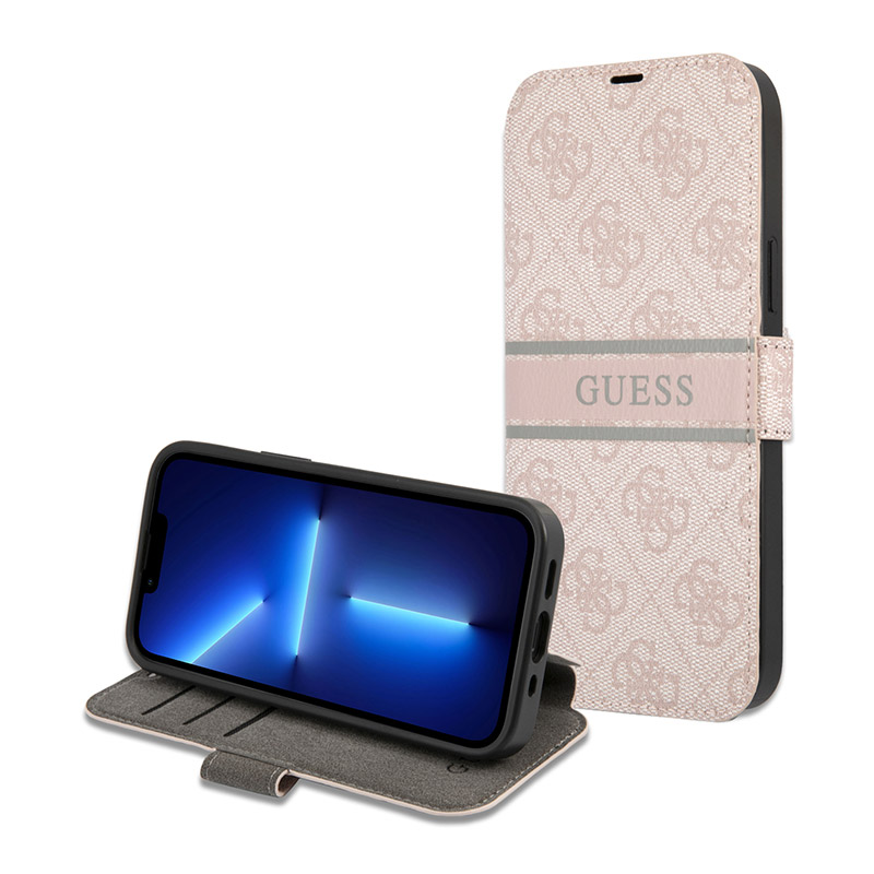 Torbica Guess Stripe Bk Pu za iPhone 13 Pro 6.1 roze (GUBKP13L4GDPI)