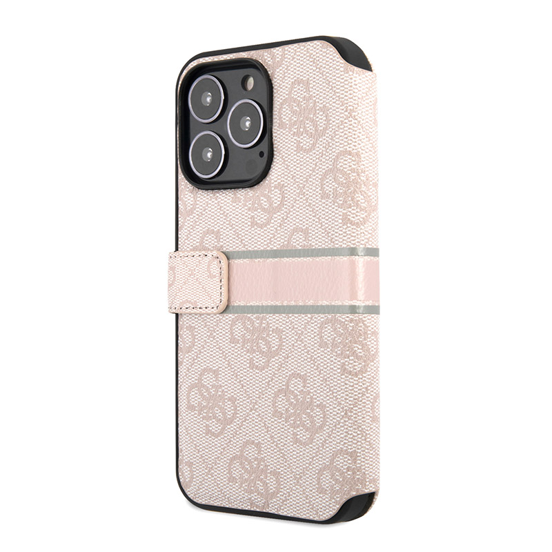 Torbica Guess Stripe Bk Pu za iPhone 13 Pro 6.1 roze (GUBKP13L4GDPI)