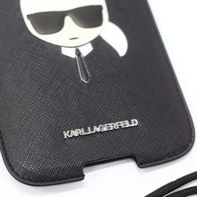 Torbica Karl Lagerfeld Pouch Pu Saffiano Karl Head Large za telefone do 6,7" crna ( KLHCP12LOPHKHK)