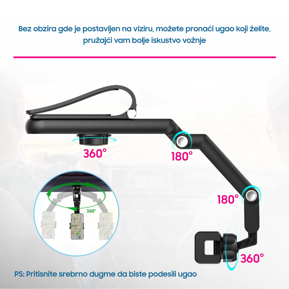 Drzac za mobilni telefon za auto-suncobran