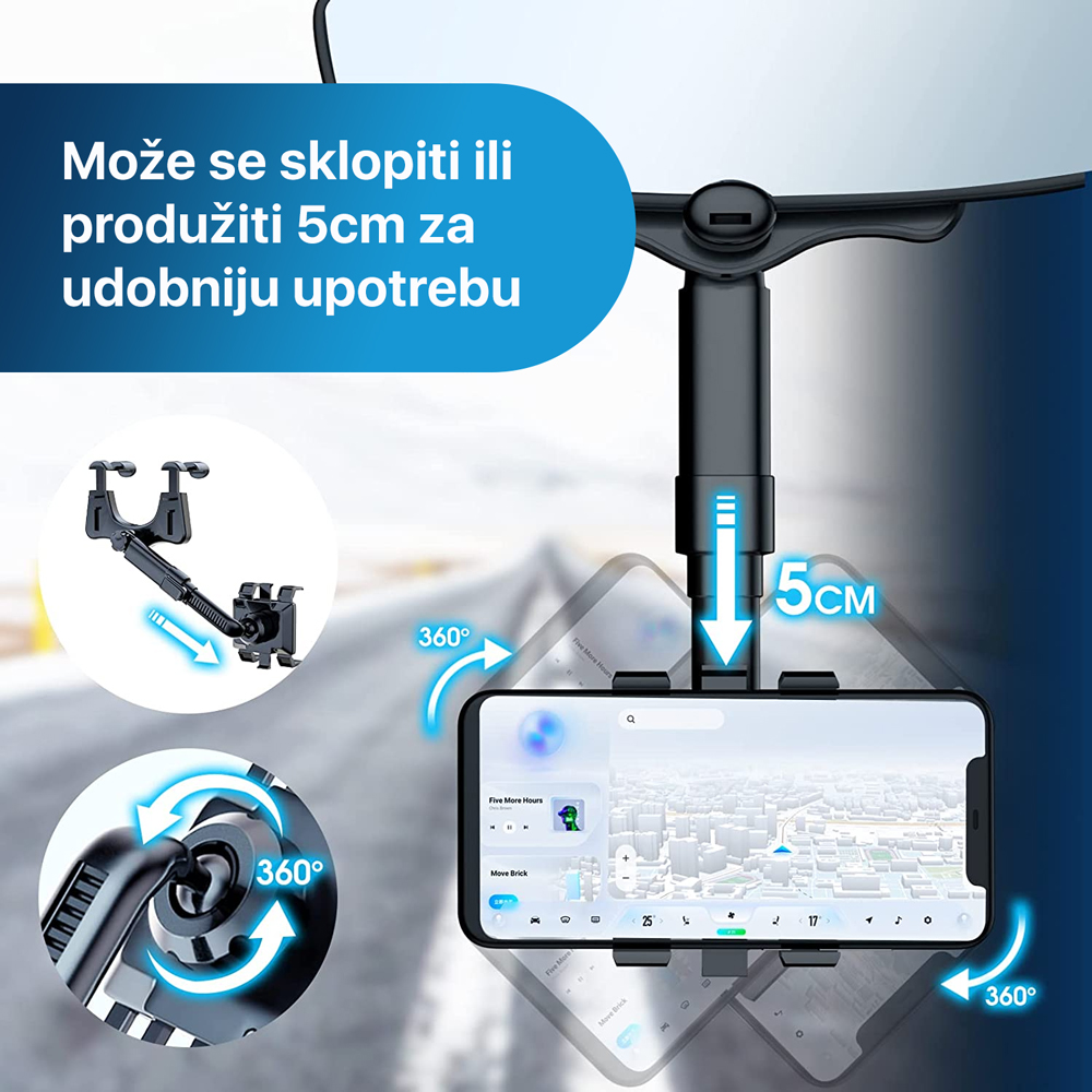 Drzac za mobilni telefon za retrovizor  4.7" - 6.7"