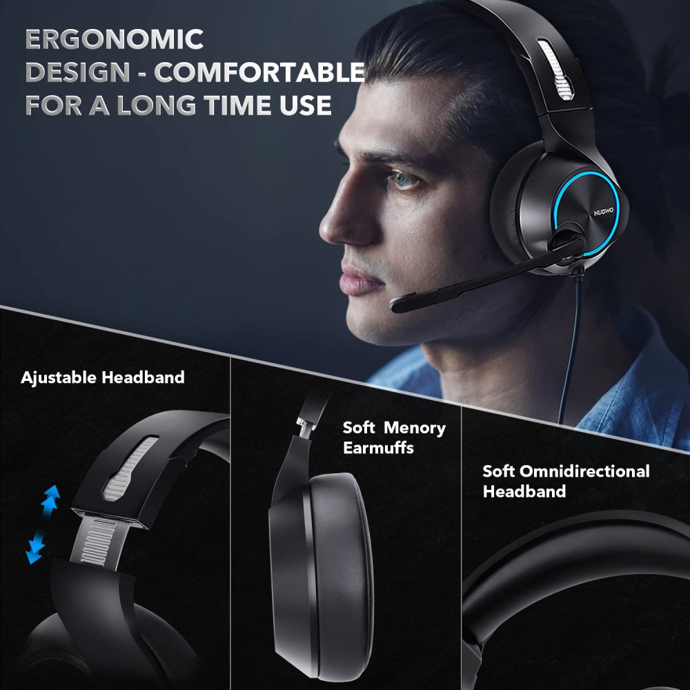 Slusalice Gaming Nubwo N11U LED USB crno crvene