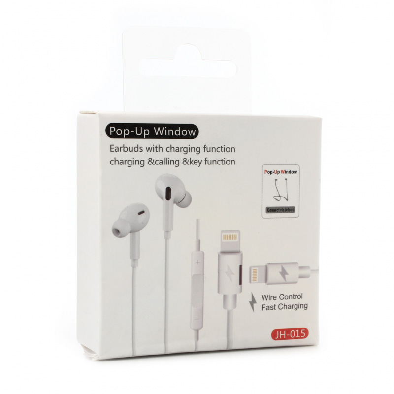 Slusalice sa adapterom za punjenje JH-015 za iPhone lightning bele HQ