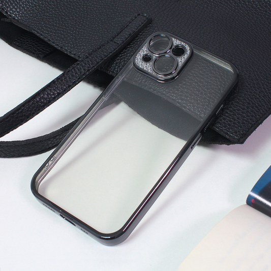 Torbica Silikon Camera Diamond iPhone 14 Plus 6.7 crna