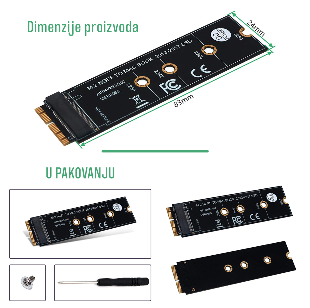 Adapter M.2 NVMe za MacBook Air i Pro