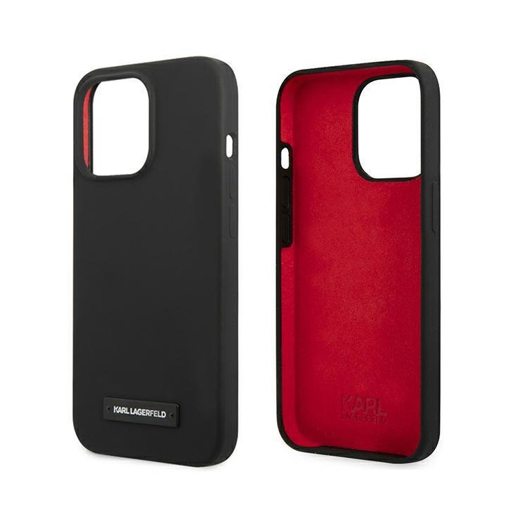 Torbica Karl Lagerfeld Hc Silicone Plaque za iPhone 13 Pro 6.1 crna (KLHCP13LSLMP1K)